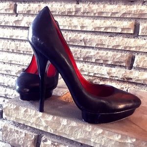 Charles Jourdan platform pumps, black leather